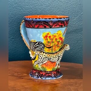 Handmade and Painted in South Africa Mug Zulu 2011 Zebra 3D Cheetah Giraffe